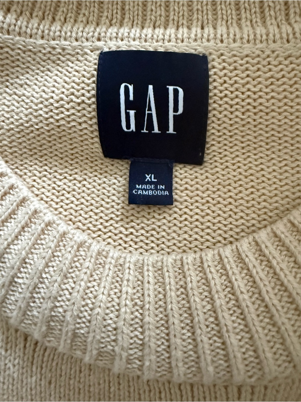 GAP 100% Cotton Cream Oversized Crewneck Sweater XL - Picture 5 of 6